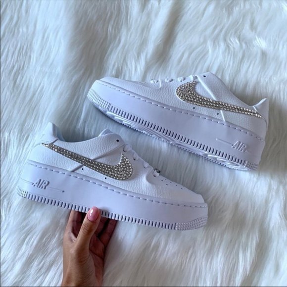 ⚡️Custom Swarovski Nike Air Force 1 Sage Low⚡️ main image 6